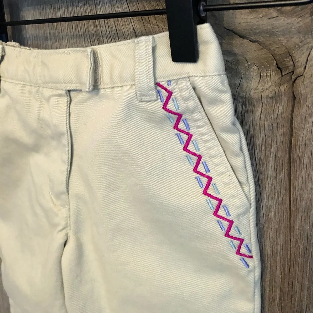 2000 Gymboree Tan Khaki Embroidered Pants Size Small 3 Years
